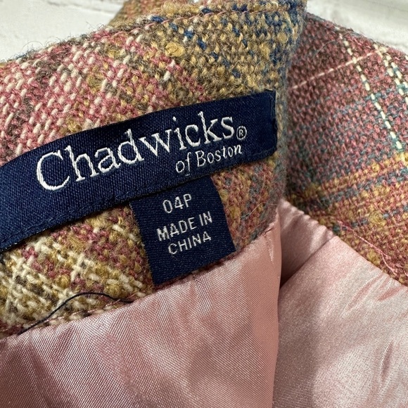 Chadwicks of Boston Plaid 54% Wool Skirt Pink‎ Gray, Size 4 Petite 4P, GUC - Picture 5 of 5